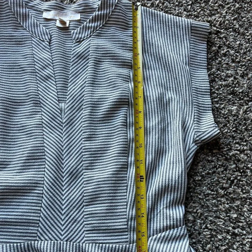 Monteau LA Blouse White Blue Women L Striped Summer Babydoll Feminine Going Out - Picture 6 of 7